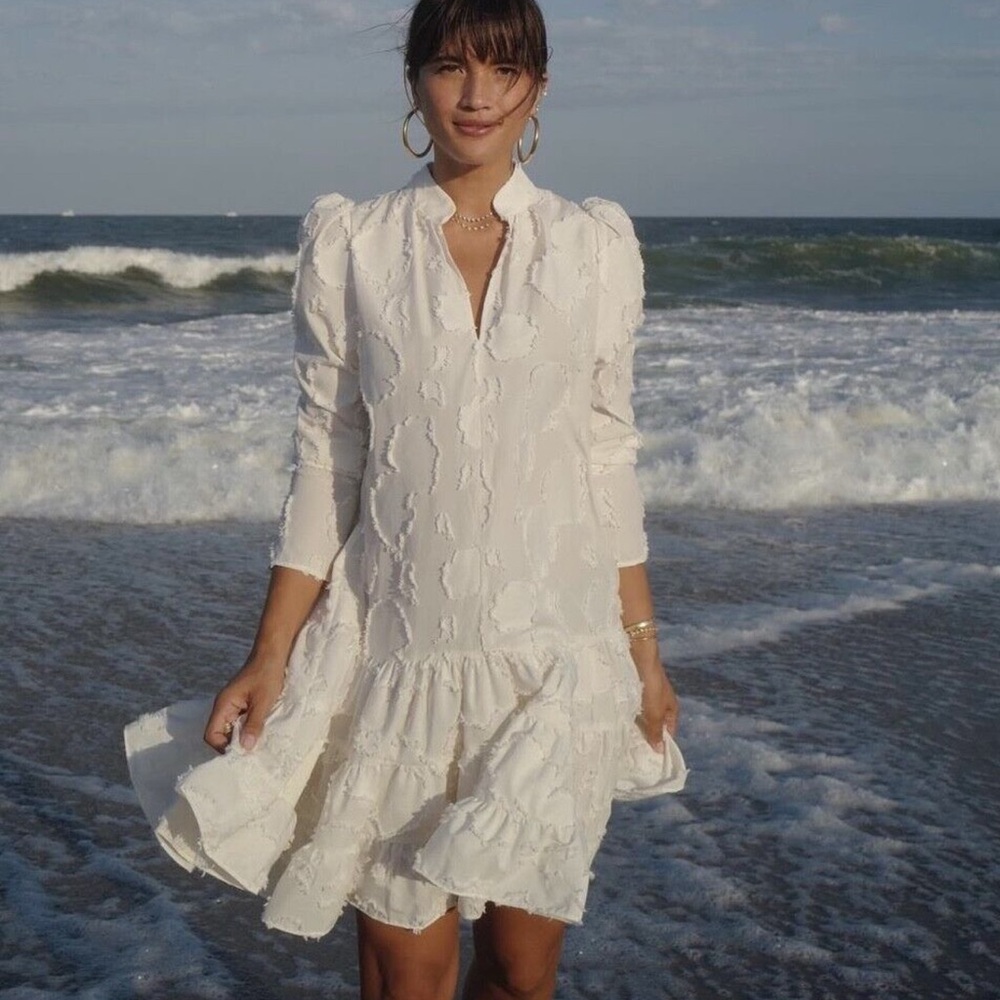 H&M Elegant White Cream Textured Dress